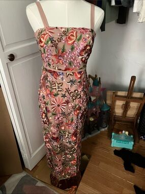 Sam Edelman Dusty Rose Embroidered Floral Maxi Dress